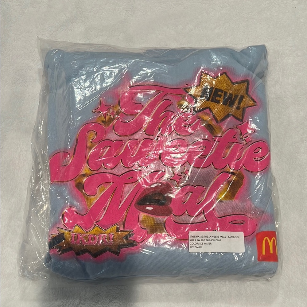 McDonald's Saweetie Meal Blue Hoodie with Pink and Gold Graphics